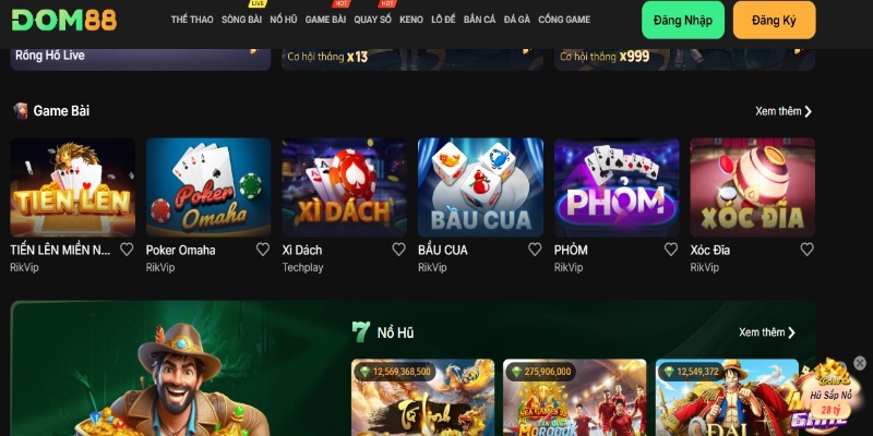 Các sảnh cược nổi bật tại Dom88